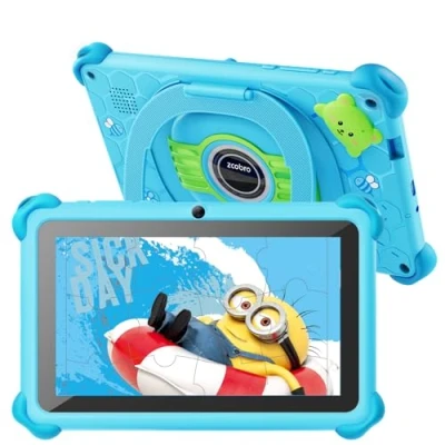 Abbildung von zcobro Kinder Tablet 7 Zoll, für mit Hülle, Android Kindertablet 2GB RAM+32GB ROM+256GB Erweiterbar, Wi Fi, Bluetooth, Type C, Kindersicherung, Kids Quad Core, Blau