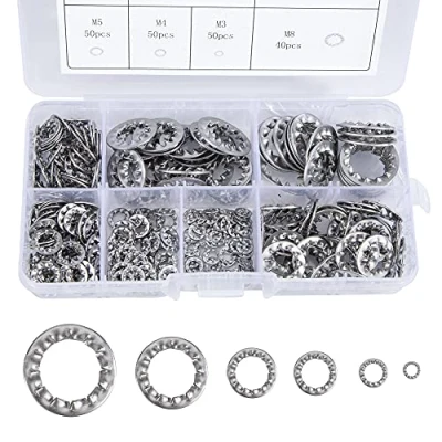 Abbildung von QIMEI SHOP Sicherungsscheiben Innenzahn Unterlegscheiben Edelstahl M3 M4 M5 M6 M8 M10 M12 Sicherungsscheibe Unterlegscheibe Sortiment Set 270 Stück
