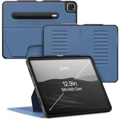 Abbildung von ZUGU iPad Pro 12.9 Hülle 2022/2021 6. / 5. Generation, schlanke Schutzhülle 10 Winkel Ständer magnetisch, Aufladen Stiftes Auto Sleep/Wake Up [ iPadPro Schieferblau ]