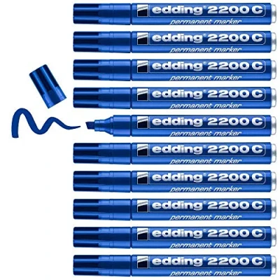 Abbildung von Edding 2200 Permanentmarker Keilspitze Tinte indélibile ohne Lösungsmittel 10 Stück blau