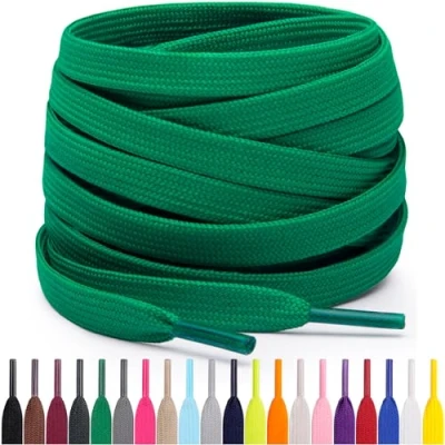 Abbildung von Miscly Flache Schnürsenkel, in verschiedenen Längen und Farben erhältlich (137 cm, Grün)