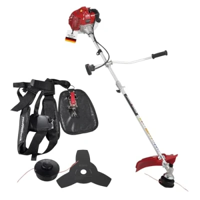 Abbildung von Stahlmann Freischneider Benzin MS520 Motorsense mit kraftvollem 3PS Motor, 42cm Schnittbreite, 52ccm 2 Takt Rasenkantenschneider und Rasentrimmer Tragegurt