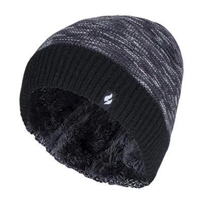Abbildung von HEAT HOLDERS Damen Elegant Muster Fleece Gefüttert Strick Beanie/Mütze für Winter und Herbst (Einheitsgröße, Schwarz)