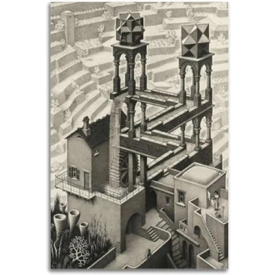 Abbildung von Matvsd Kohecs Wasserfall von M.C. Escher Leinwand Wandkunst Poster Drucke Malerei für Wohnkultur Bild 50x75cmx1 Kein Rahmen