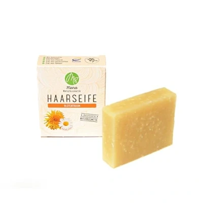Abbildung von Mara Naturkosmetik Feste Haarseife Blütentraum Pflegende Wellness Reinigung ohne Palmöl Frauen, Männer Naturseife Nachhaltig, vegan, bio, umweltfreundlich, handgemacht, zertifiziert 1x90g