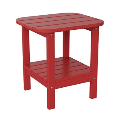 Abbildung von Flash Furniture Newport Adirondack Beistelltisch, 2 stöckig, recyceltes HDPE, Allwettermaterialien, für drinnen und draußen, Rot