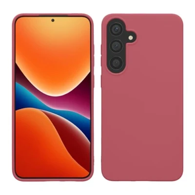 Abbildung von kwmobile Hülle kompatibel mit Samsung Galaxy S25 weiches TPU Silikon Case Cover geeignet für kabelloses Laden Dark Rose