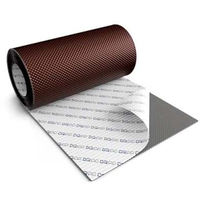 Abbildung von DQ PP WANDANSCHLUSSBAND Länge 5m Breite 300mm Braun RAL 8017 hochwertiges Aluminium und Butyl Selbstklebend Dach Kaminanschlussband 3D Struktur Dachabdeckung Aluminiumband