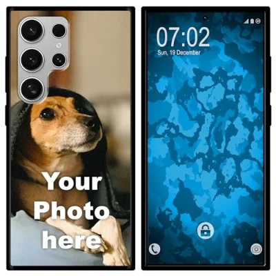 Abbildung von PhoneNatic personalisierte Handyhülle für Galaxy S24 Ultra Custom Silikon Case in Schwarz zum selbst gestalten mit eigenem Foto Bild Text individuell
