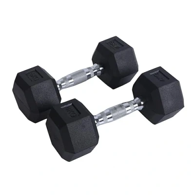Abbildung von Endless Pair of 4 Kg (2 * 8.8 LB) Hexagon Rubber Coated Dumbbells Black Material: Iron and Perfect for Bodybuilding, Fitness, Weight Lifting Training at Home or Gym
