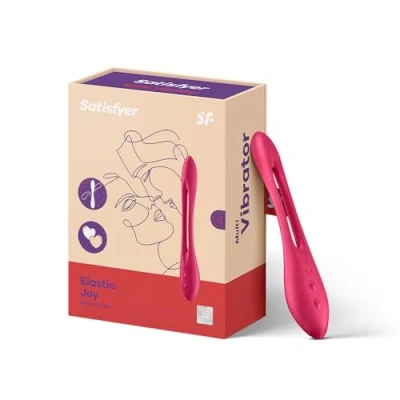 Abbildung von Satisfyer, Multifunktionen Vibrator, Elastic Joy&#039;, über 16 Anwendungen, wasserdicht (IPX7), wiederaufladbar, hautfreundliches Silikon, Farbe:Rot