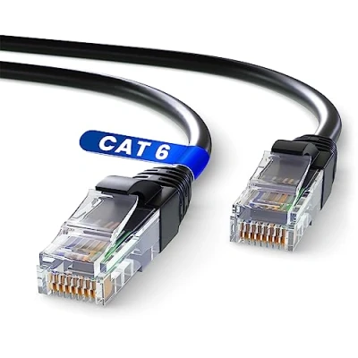Abbildung von Mr. Tronic 15m Ethernet Netzwerkkabel, Cat 6 LAN Netzwerkkabel mit RJ45 Anschlüssen für schnelle &amp; zuverlässige Internetverbindung, AWG24 Patchkabel 1Gbps UTP Cat6 CCA (15 Meter, Schwarz)