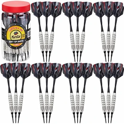 Abbildung von Fat Cat Dartpfeile in EIN Glas: Soft Spitze Darts mit Reise/Aufbewahrung Container, 17 Gramm (21 Stück)