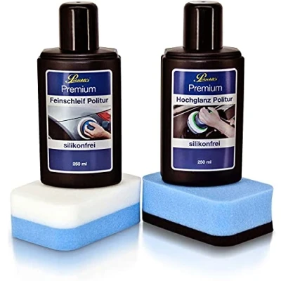 Abbildung von Petzoldts Premium Hochglanz Handpolierset, zur Lackpolitur und Lackreinigung von Hand oder mit der Poliermaschine