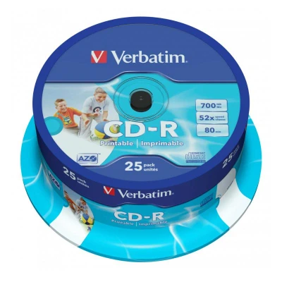 Abbildung von CD R 80 Min/700 MB VERBATIM AZO Wide Inkjet Printable Cakebox 25 Stück