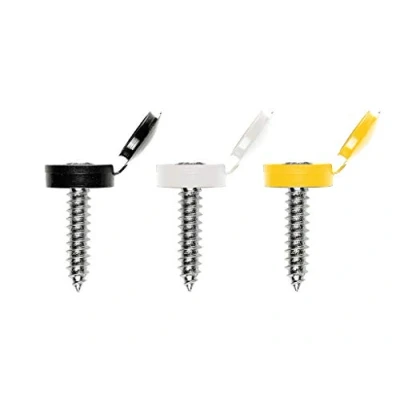 Abbildung von Hyfive Nummernschild Schrauben &amp; Caps Kit 18pc Gelb Schwarz weißen Kappen mit