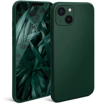 Abbildung von Moozy Minimalist Series Silikon Hülle für iPhone 13 Mini, Dunkelgrün Mattes Finish, Dünne, Leichte, Weiche TPU Handyhülle Schutzhülle Case Cover