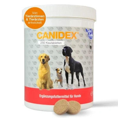 Abbildung von NutriLabs Canidex Gelenktabletten für Hunde 250 Stk. mit MSM, Hyaluronsäure, Glucosamin, uvm. Gesundheitsprodukte Nahrungsergänzungsmittel Hund Teufelskralle