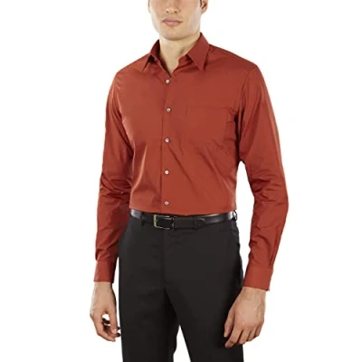 Abbildung von Van Heusen Herren Poplin Fitted Solid Point Collar Dress Shirt Smokinghemd, Persimmon, 18.5&quot; Hals 34&quot; 35&quot; Ärmel