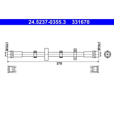 Abbildung von ATE 24.5237 0355.3 Bremsschläuche 350 VOLKSWAGEN: Transporter 4 Bus, Kastenwagen, Pritsche / Fahrgestell