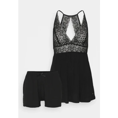Abbildung von Lascana Luxury Shorty SET Pyjama, Damen, Größe: 32/34, Black