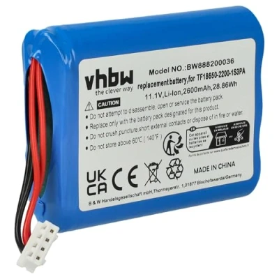 Abbildung von vhbw Akku kompatibel mit Marshall Stockwell Bluetooth Lautsprecher Box ersetzt TF18650 2200 1S3PA (Li Ion, 2600mAh, 11.1V) Ersatzakku, Batterie