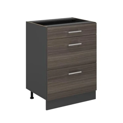 Abbildung von Vicco Küchenunterschrank R Line, Edelgrau, 60 cm mit Schubladen, ohne Arbeitsplatte