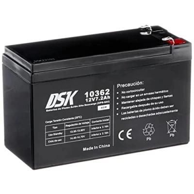 Abbildung von DSK 10362 High Discharge Sealed AGM Rechargeable Lead Battery 12V 7.2Ah Ideal for UPS SAI, Security and Communication Systems, Emergency Lights.