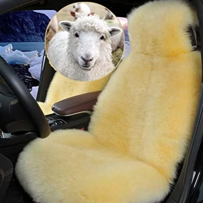Abbildung von Altlue Lammfell Autositzbezug Autositzbezüge Sitzbezug Für Auto Autositzauflage Universal (beige,einteilig)