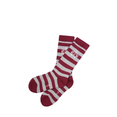 Abbildung von Band of Rascals Kinder Socken Striped Sport aus Bio Baumwolle, brick red grey, Gr. 35/38