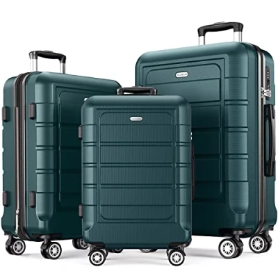 Abbildung von SHOWKOO Kofferset 3 Teilig Hartschale Leicht ABS+PC Erweiterbar Reisekoffer Haltbar Trolley Handgepäck Sets mit TSA Schloss und 4 Rollen (M L XL Armeegrün)