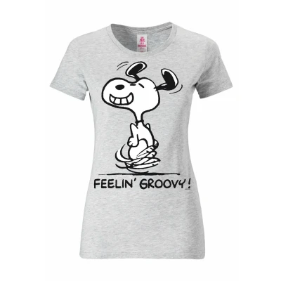 Abbildung von Logoshirt Snoopy Feelin Groovy Tshirt print graumeliert, Damen, Größe: XS, Grau meliert
