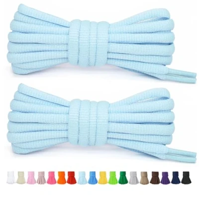 Abbildung von Stepace 2 Paar Runde Schnürsenkel für Turnschuhe 60cm 200cm Länge 18 farbige Hellblau 80cm