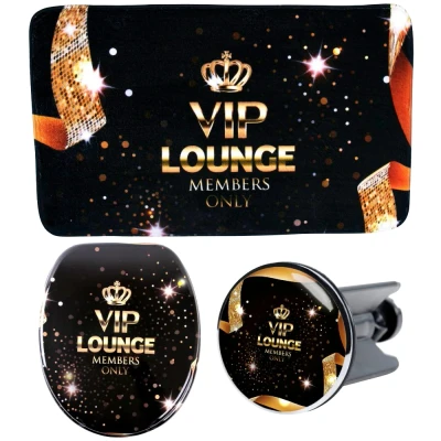 Abbildung von Sanilo Badaccessoire Set &quot;VIP Lounge&quot;, (Set, 3 tlg.), bestehend aus WC Sitz, Badteppich und Waschbeckenstöpsel