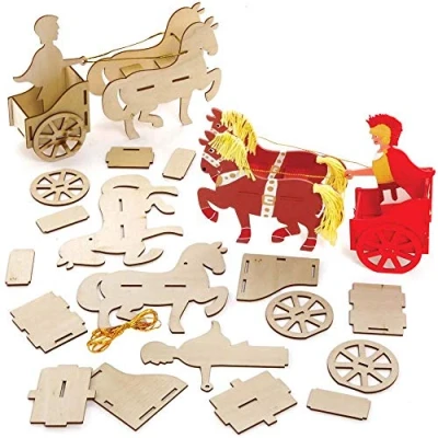 Abbildung von Baker Ross FE450 Holzbastelsets mit römischen Charioten, Holzbasteln für Kinder zum Dekorieren und Ausstellen, Lernaktivitäten Kinder, 2 Stück