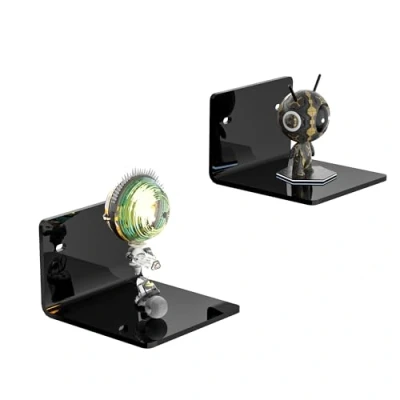 Abbildung von Sezanrpt 10cm Schwarze kleine Wandregale Set von 2, Acrylwand Organizer Regal Display Regale für Schlafzimmer, Spielzimmer, Wohnzimmer, Badezimmer, Büro, 2 Pack