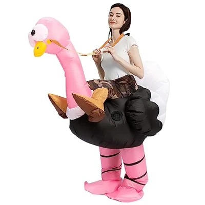 Abbildung von AirSuit® Aufblasbares Kostüm Strauß Ausgefallenes Auflbaskostüm Premium Qualität Größe Erwachsene 160 bis 190cm Polyester Angenehm tragbar Resistent Mit Aufblassystem OriginalCup®
