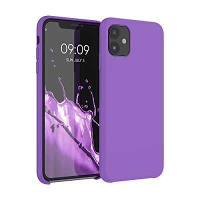 Abbildung von kwmobile Hülle kompatibel mit Apple iPhone 11 Silikon Handy Case Handyhülle weiche Oberfläche kabelloses Laden Orchidee Lila