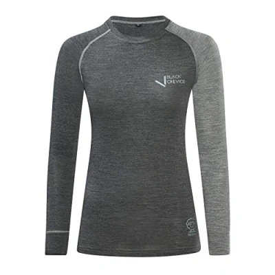 Abbildung von Black Crevice Damen Langarmshirt aus Merino Wolle in 42 Anthracite/grey I Funktionsshirt atmungsaktiv Funktionsunterwäsche Base Layer Long Sleeve Skiunterwäsche