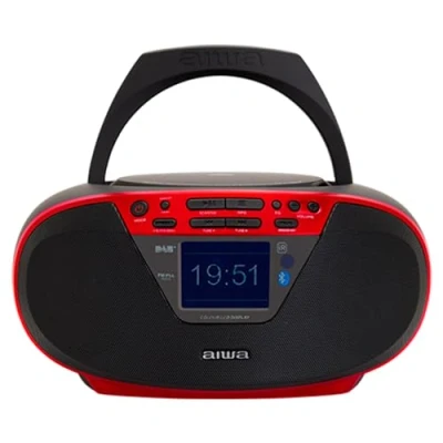 Abbildung von Aiwa BBTU 500DAB/RD DAB+ tragbares CD Radio mit Farbdisplay, 6,1 cm (2,4 Zoll), Bluetooth 5.0, USB, CD/CDR/RW/MP3, Dab+, Farbe: Rot