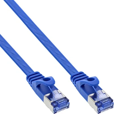 Abbildung von InLine 71801B Patchkabel flach, U/FTP, Cat.6A, blau, 1m