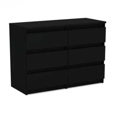 Abbildung von MRBLS Kommode mit 6 Schubladen Sideboard Schubladenschrank Kleiderschrank Modern Möbel für Ihr Schlafzimmer (Schwarz Matt) 100 x 70 33,5 cm (B/H/T)