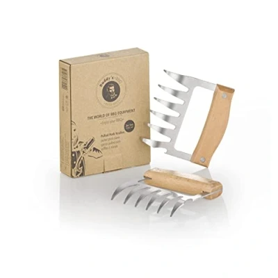Abbildung von Buddys Fleischgabel &quot;Buddy BBQ&quot;, (Set, 2 tlg.), Pulled Prok Krallen aus Edelstahl mit Griffen Buchenholz