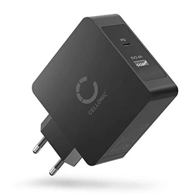 Abbildung von CELLONIC® 2 Fach USB Ladegerät für Handy Smartphone Tablet mit PD Power Delivery 57W 5.4A Schnellladegerät Mehrfachstecker Netzteil Ladeadapter Steckdose Netzstecker Charger Ladestecker