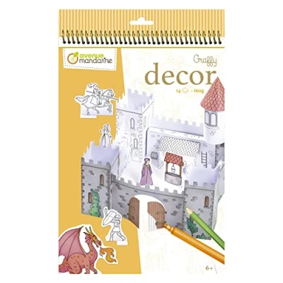 Abbildung von Avenue Mandarine GY135C Malbuch Graffy Deco, mit Spiralbindung, ideal für Kinder ab 6 Jahren, 14 Blatt Zeichenpapier 160g, 1 Stück, Ritterburg