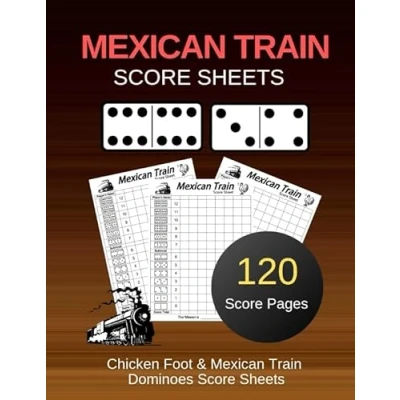 Abbildung von Mexican Score Sheets: Train Dominoes Sheets Chicken Foot Game Scoring Pad for Record Notebook card book , 120 Pages