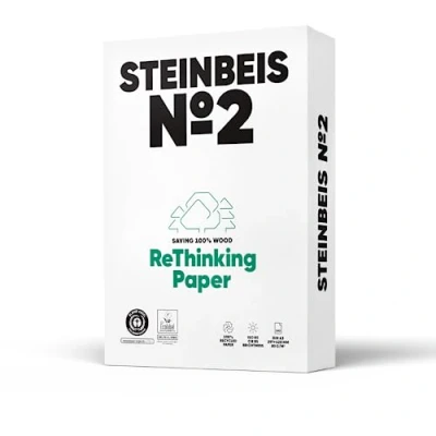 Abbildung von Steinbeis No. 2 Druckerpapier 2500 (5 x 500) Blatt DIN A3 Recycling Papier 80 g/m², Weiß &amp; Chlorfrei, hochwertiges Kopierpapier ISO / CIE 85