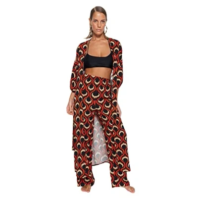 Abbildung von Trendyol Damen Kimono &amp; Kaftan Mehrfarbig Regular, Sehr bunt, 36