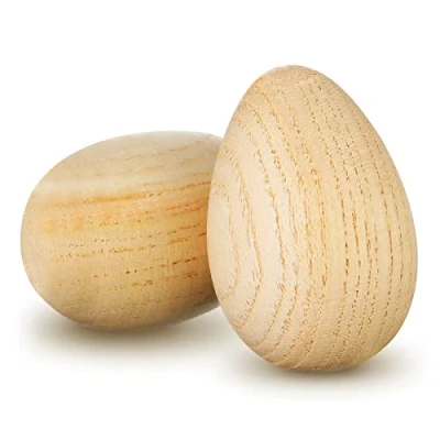 Abbildung von 2 Stück Ostern Naturholz Eierstreuer Musikalisches Schlaginstrument Holz Maracas Musik Maraca Shaker Hand Percussion für Klassenzimmer Preise Pädagogik Party