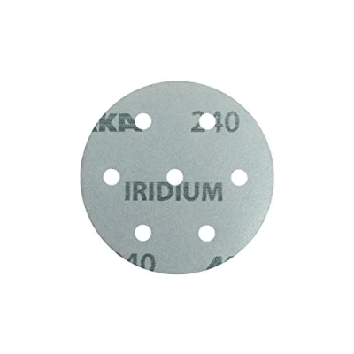 Abbildung von Mirka Iridium Premium Schleifpapier Ø 90mm Klett 7 Loch, Korn 240, 50 Stk / Zum Schleifen von Lack, Spachtel, Grundierung, Holz, Stahl, Mineralwerkstoffe, Kunststoff
